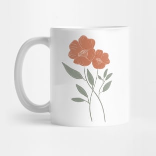 boho aesthetic simple poppy flower bouquet Mug